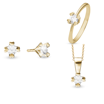 Mary 14 kt guld smykkesæt med i alt 1,60 ct labgrown diamanter Wesselton VS